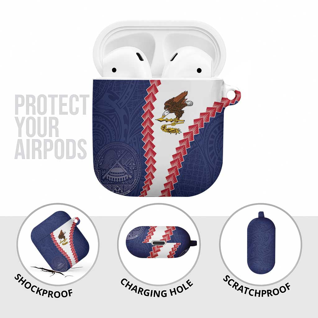 American Samoa Eagle AirPods Case Polynesian Tribal Pattern Curve Style
