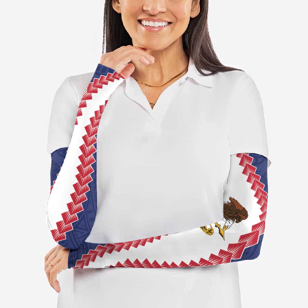 American Samoa Eagle Arm Sleeves Polynesian Tribal Pattern Curve Style