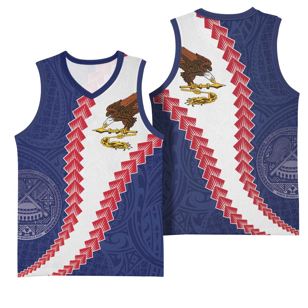 American Samoa Eagle Basketball Jersey Polynesian Tribal Pattern Curve Style