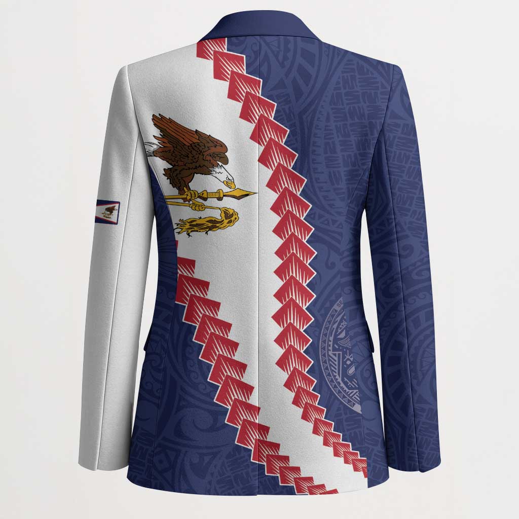 American Samoa Eagle Blazer Polynesian Tribal Pattern Curve Style
