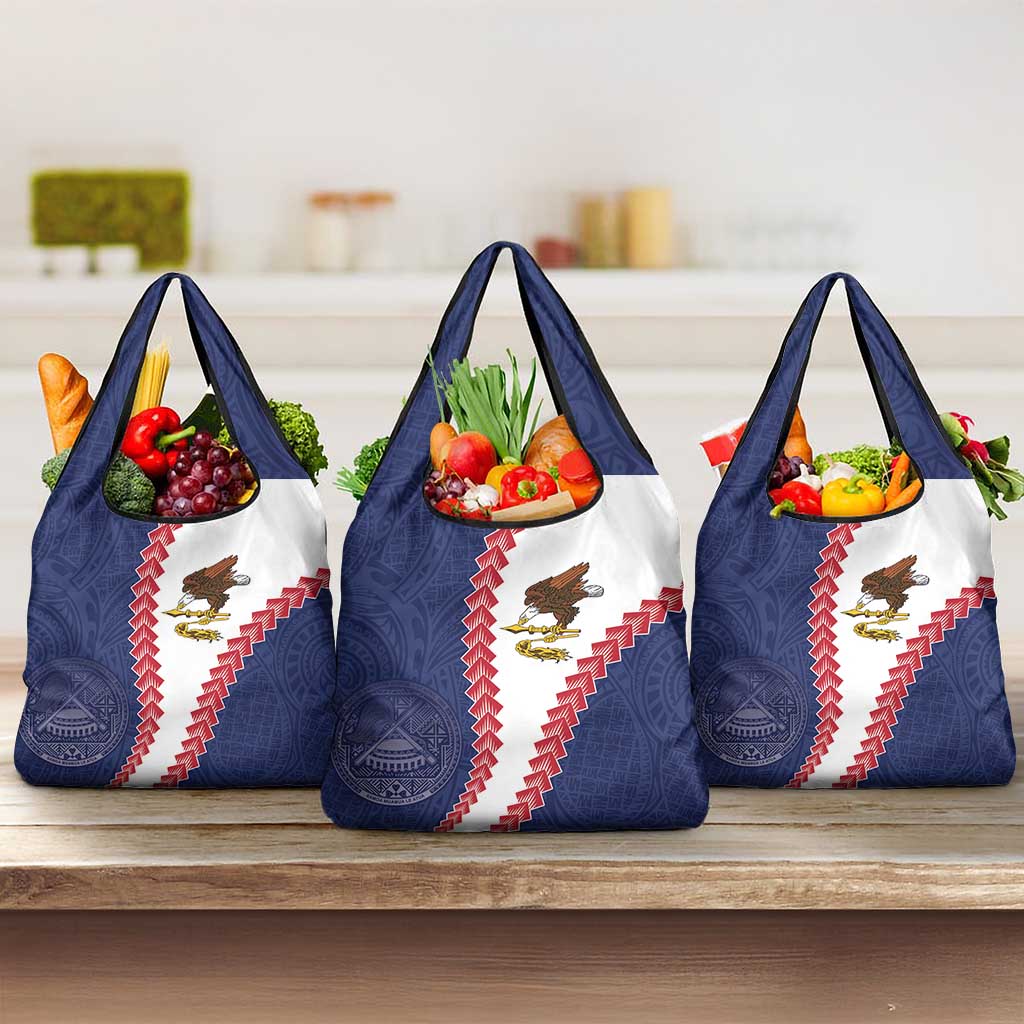 American Samoa Eagle Grocery Bag Polynesian Tribal Pattern Curve Style
