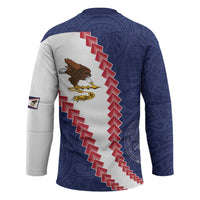 American Samoa Eagle Hockey Jersey Polynesian Tribal Pattern Curve Style