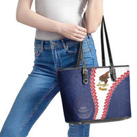 American Samoa Eagle Leather Tote Bag Polynesian Tribal Pattern Curve Style