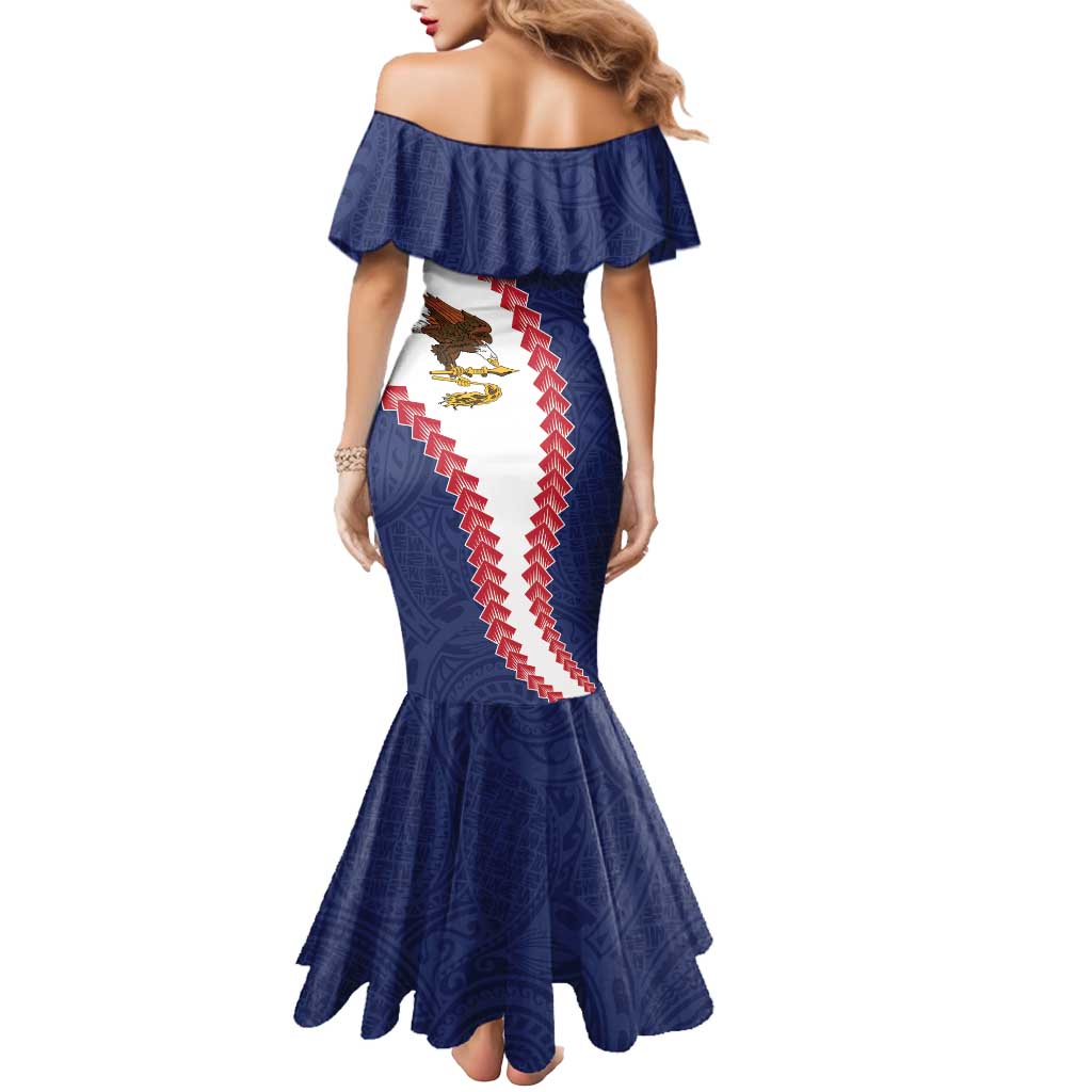 American Samoa Eagle Mermaid Dress Polynesian Tribal Pattern Curve Style