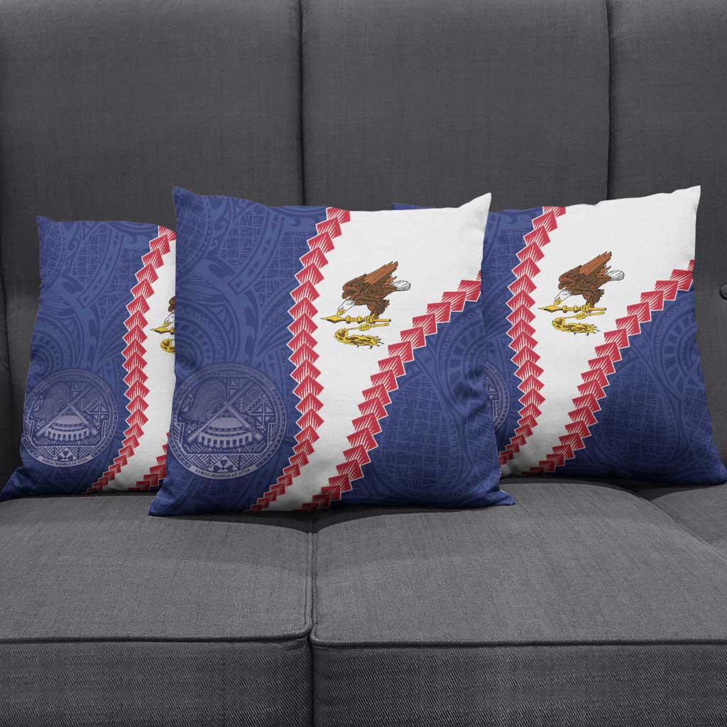 American Samoa Eagle Pillow Cover Polynesian Tribal Pattern Curve Style