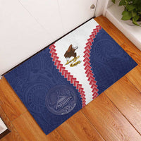 American Samoa Eagle Rubber Doormat Polynesian Tribal Pattern Curve Style