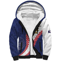 American Samoa Eagle Sherpa Hoodie Polynesian Tribal Pattern Curve Style