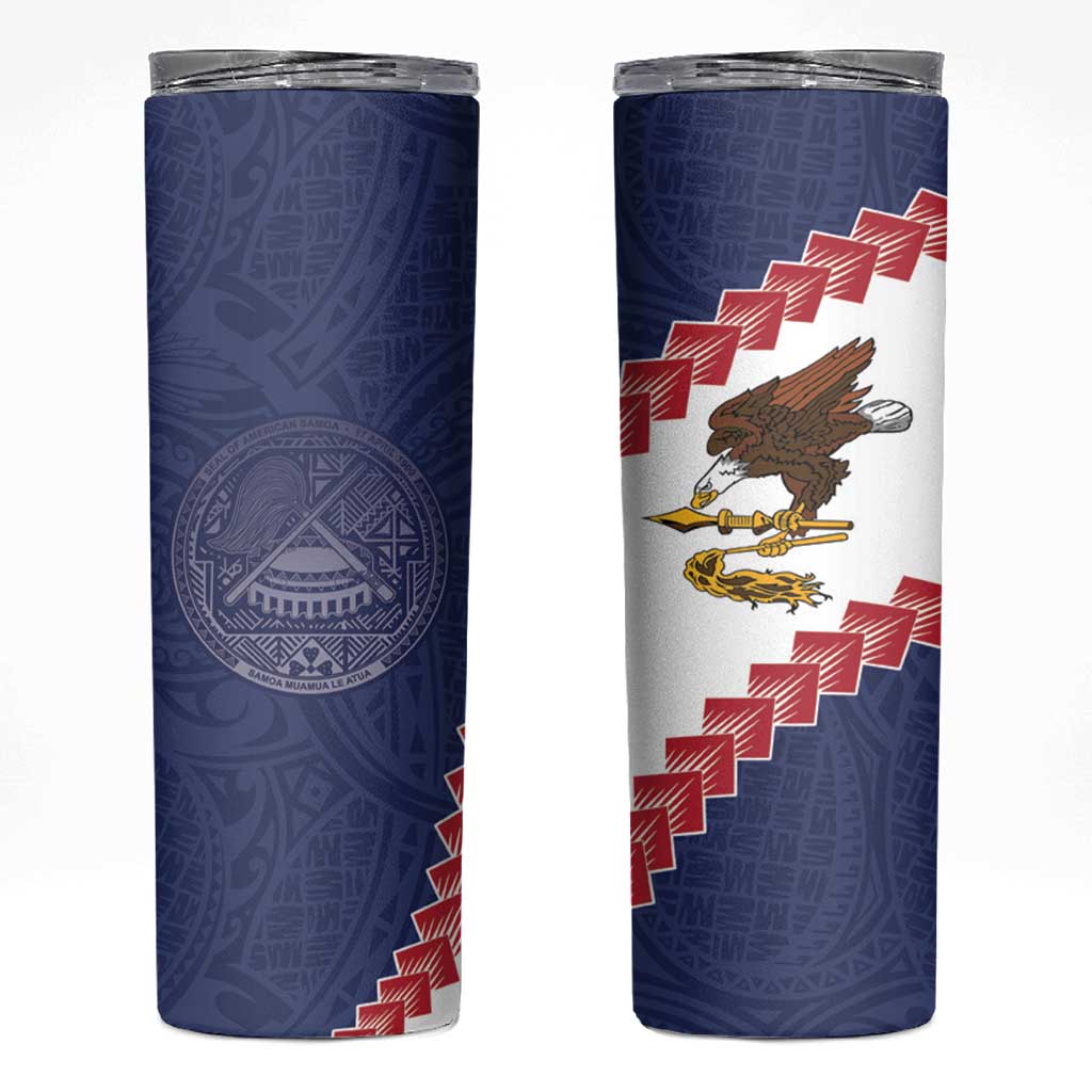 American Samoa Eagle Skinny Tumbler Polynesian Tribal Pattern Curve Style