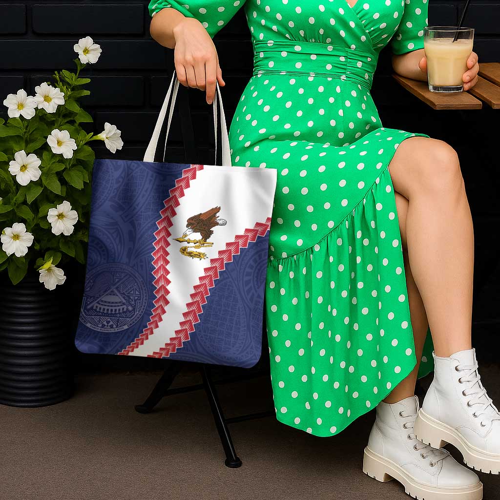 American Samoa Eagle Tote Bag Polynesian Tribal Pattern Curve Style