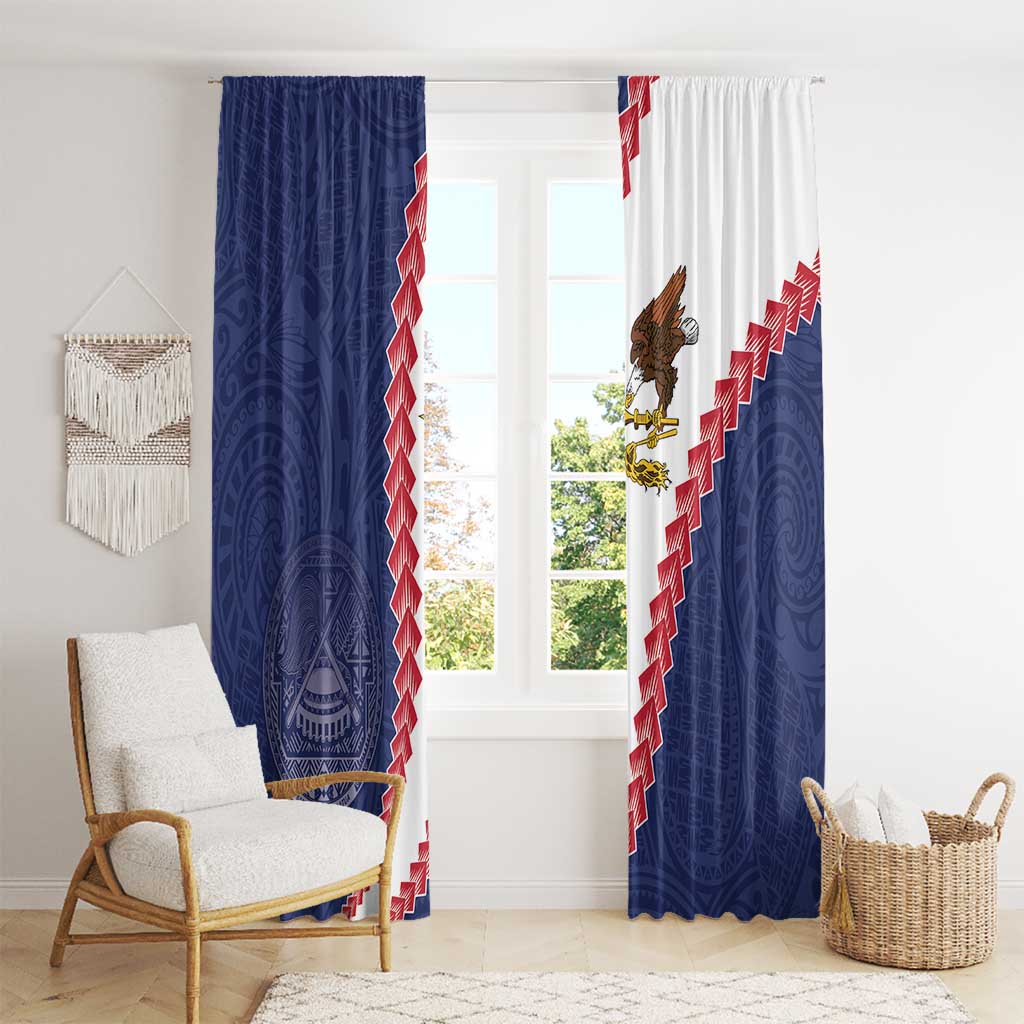 American Samoa Eagle Window Curtain Polynesian Tribal Pattern Curve Style