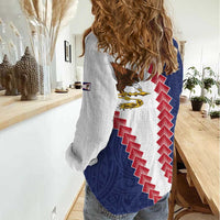 American Samoa Eagle Women Casual Shirt Polynesian Tribal Pattern Curve Style LT05 - Polynesian Pride
