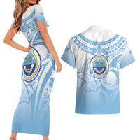 Micronesia Constitution Day Couples Matching Short Sleeve Bodycon Dress and Hawaiian Shirt Polynesian Tribal Tattoo Simple Style LT05 - Polynesian Pride