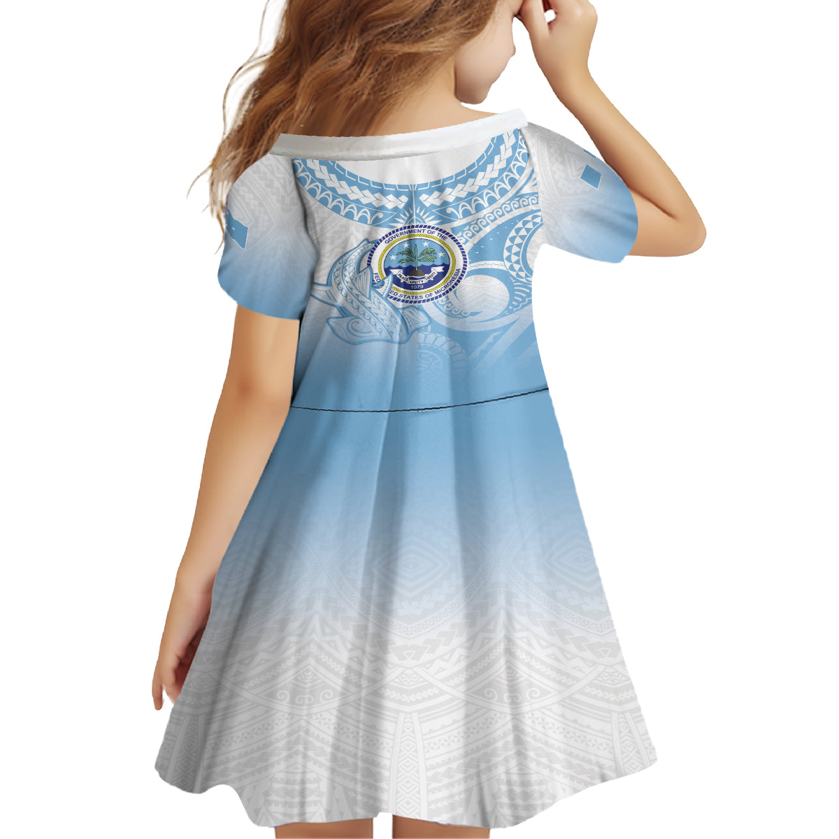 Micronesia Constitution Day Family Matching Off Shoulder Maxi Dress and Hawaiian Shirt Polynesian Tribal Tattoo Simple Style LT05 - Polynesian Pride