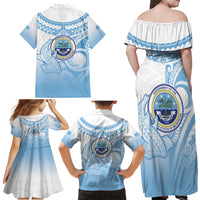 Micronesia Constitution Day Family Matching Off Shoulder Maxi Dress and Hawaiian Shirt Polynesian Tribal Tattoo Simple Style LT05 - Polynesian Pride