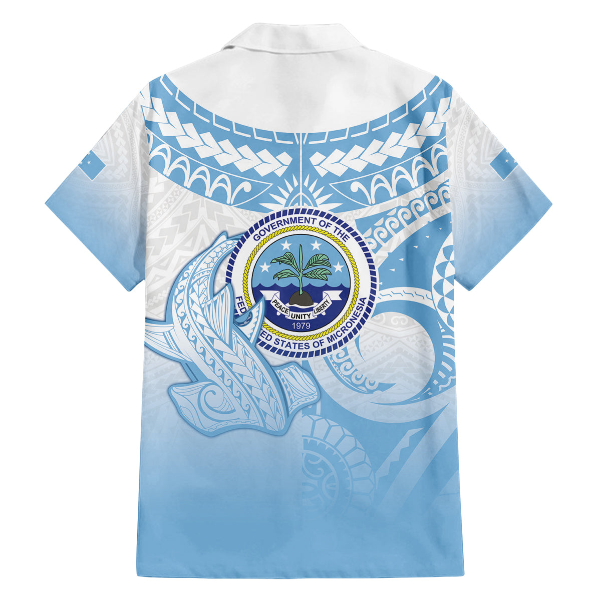 Micronesia Constitution Day Family Matching Off Shoulder Short Dress and Hawaiian Shirt Polynesian Tribal Tattoo Simple Style LT05 - Polynesian Pride