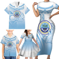 Micronesia Constitution Day Family Matching Short Sleeve Bodycon Dress and Hawaiian Shirt Polynesian Tribal Tattoo Simple Style LT05 - Polynesian Pride