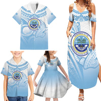 Micronesia Constitution Day Family Matching Summer Maxi Dress and Hawaiian Shirt Polynesian Tribal Tattoo Simple Style LT05 - Polynesian Pride