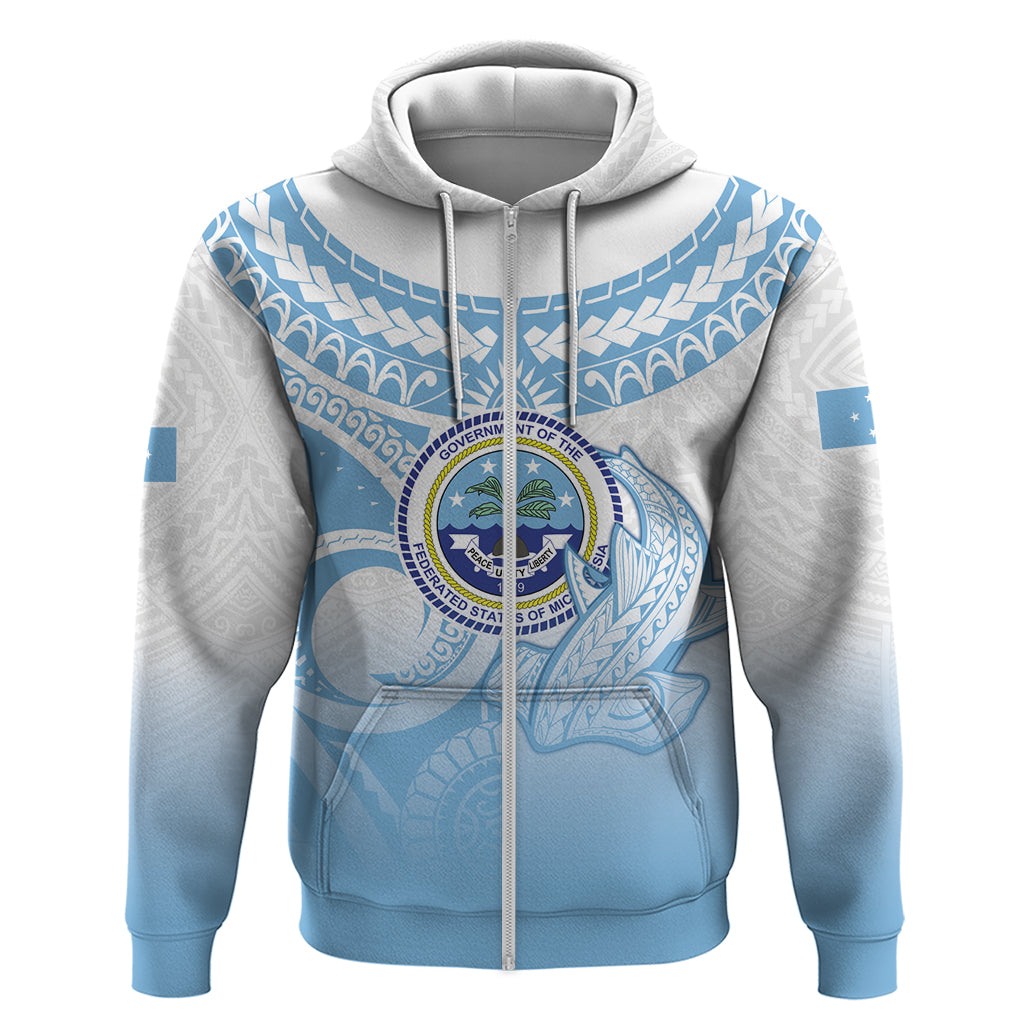 Micronesia Constitution Day Hoodie Polynesian Tribal Tattoo Simple Style LT05 Zip Hoodie Blue - Polynesian Pride