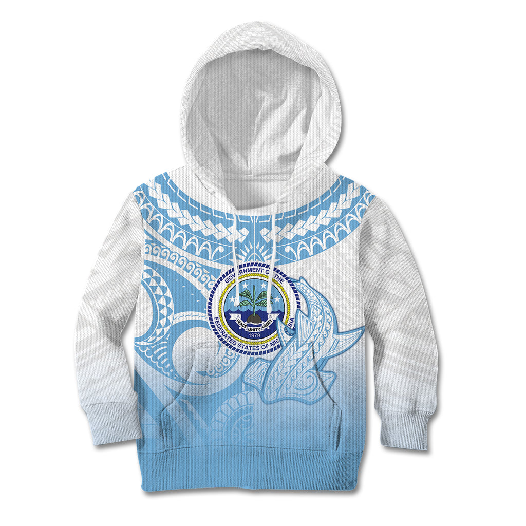 Micronesia Constitution Day Kid Hoodie Polynesian Tribal Tattoo Simple Style LT05 Hoodie Blue - Polynesian Pride