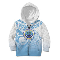 Micronesia Constitution Day Kid Hoodie Polynesian Tribal Tattoo Simple Style LT05 Zip Hoodie Blue - Polynesian Pride