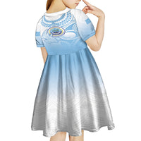 Micronesia Constitution Day Kid Short Sleeve Dress Polynesian Tribal Tattoo Simple Style