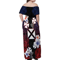 Wallis and Futuna Uvea Family Matching Off Shoulder Maxi Dress and Hawaiian Shirt Victory Day With Frangipani LT05 - Polynesian Pride