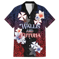 Wallis and Futuna Uvea Family Matching Off Shoulder Short Dress and Hawaiian Shirt Victory Day With Frangipani LT05 Dad's Shirt - Short Sleeve Black - Polynesian Pride