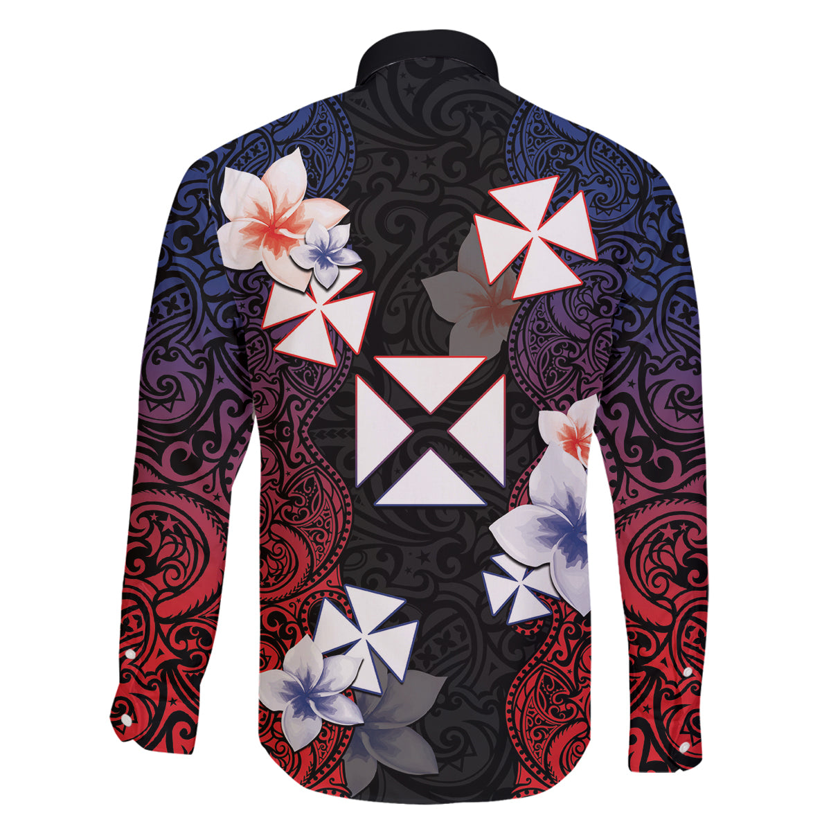 Wallis and Futuna Uvea Family Matching Off Shoulder Short Dress and Hawaiian Shirt Victory Day With Frangipani LT05 - Polynesian Pride
