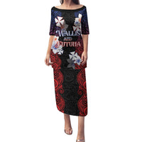 Wallis and Futuna Uvea Family Matching Puletasi and Hawaiian Shirt Victory Day With Frangipani LT05 Mom's Dress Black - Polynesian Pride