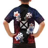 Wallis and Futuna Uvea Family Matching Short Sleeve Bodycon Dress and Hawaiian Shirt Victory Day With Frangipani LT05 - Polynesian Pride
