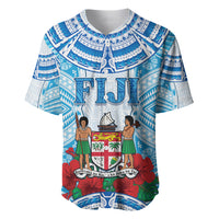 Personalised Fiji Ratu Sir Lala Sukuna Day Baseball Jersey Hibiscus Tapa Pattern LT05 Blue - Polynesian Pride