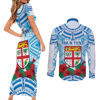 Personalised Fiji Ratu Sir Lala Sukuna Day Couples Matching Short Sleeve Bodycon Dress and Long Sleeve Button Shirt Hibiscus Tapa Pattern LT05 - Polynesian Pride