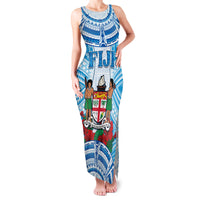Personalised Fiji Ratu Sir Lala Sukuna Day Family Matching Tank Maxi Dress and Hawaiian Shirt Hibiscus Tapa Pattern LT05 Mom's Dress Blue - Polynesian Pride