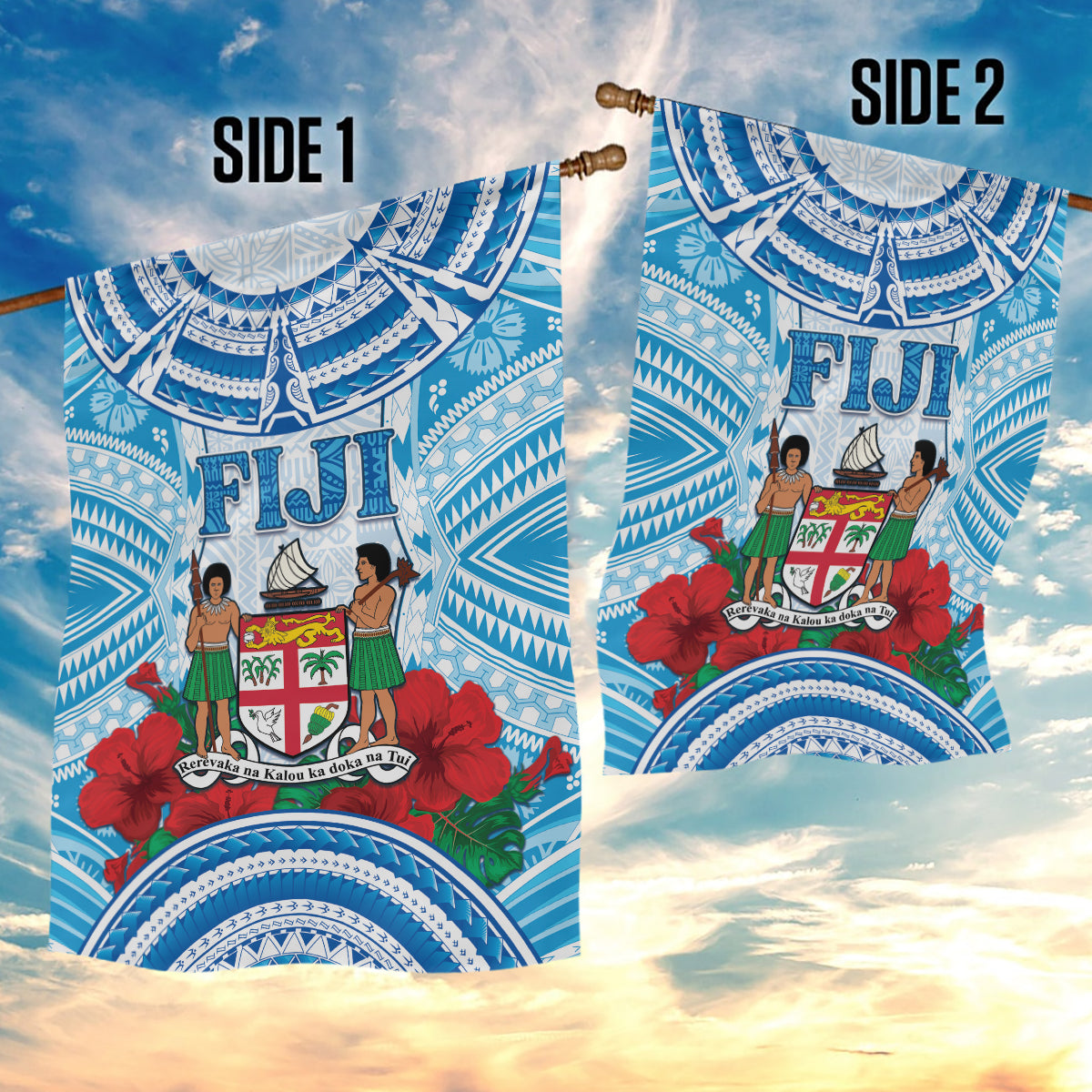 Fiji Ratu Sir Lala Sukuna Day Garden Flag Hibiscus Tapa Pattern LT05 - Polynesian Pride