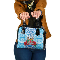 Fiji Ratu Sir Lala Sukuna Day Shoulder Handbag Hibiscus Tapa Pattern LT05 One Size Blue - Polynesian Pride