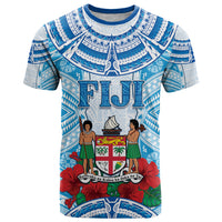 Personalised Fiji Ratu Sir Lala Sukuna Day T Shirt Hibiscus Tapa Pattern LT05 Blue - Polynesian Pride