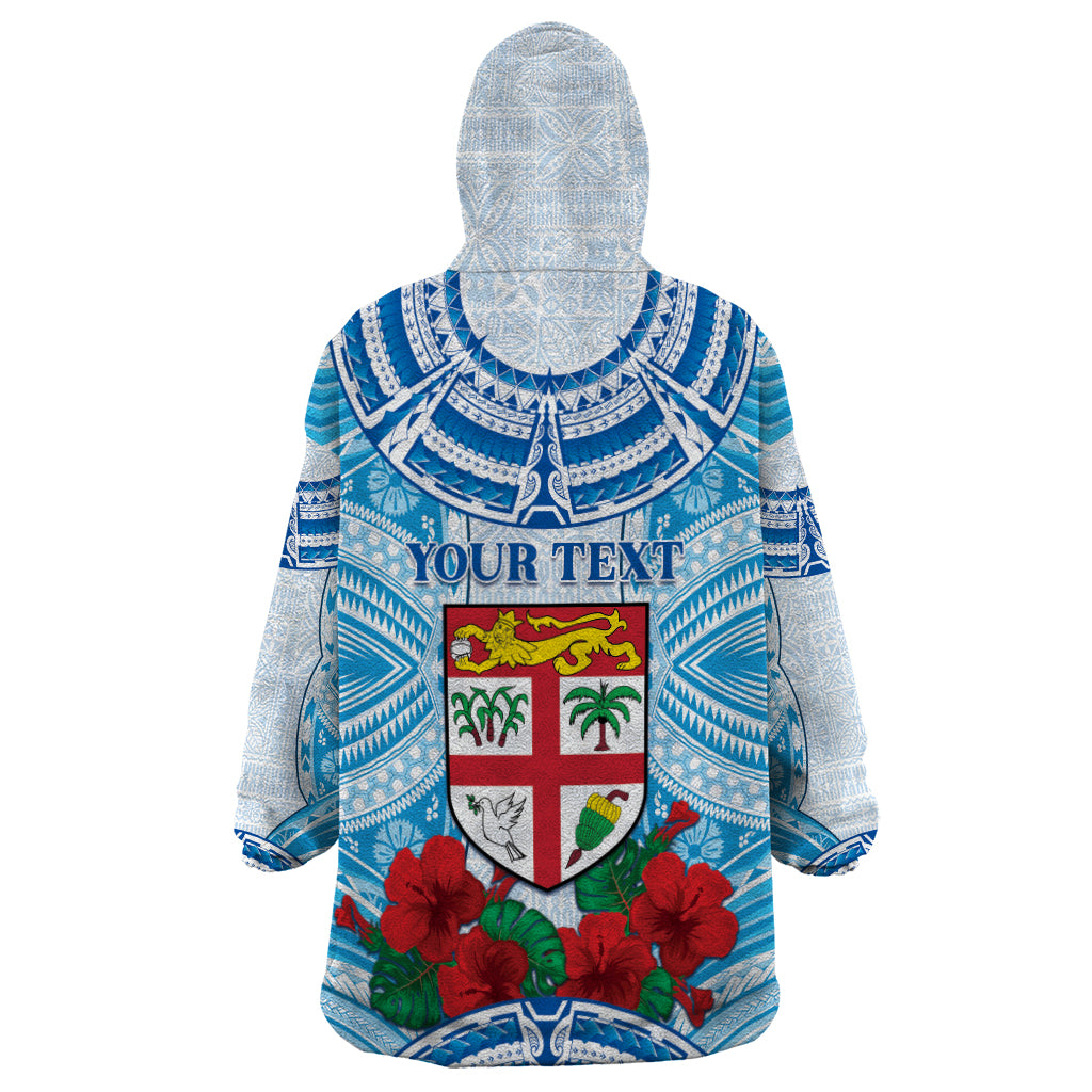 Personalised Fiji Ratu Sir Lala Sukuna Day Wearable Blanket Hoodie Hibiscus Tapa Pattern LT05 - Polynesian Pride