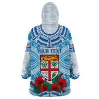 Personalised Fiji Ratu Sir Lala Sukuna Day Wearable Blanket Hoodie Hibiscus Tapa Pattern LT05 - Polynesian Pride
