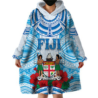Personalised Fiji Ratu Sir Lala Sukuna Day Wearable Blanket Hoodie Hibiscus Tapa Pattern LT05 - Polynesian Pride