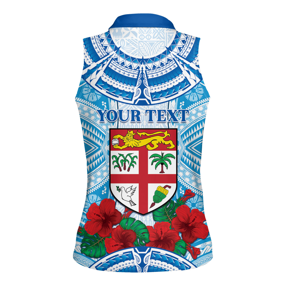 Personalised Fiji Ratu Sir Lala Sukuna Day Women Sleeveless Polo Shirt Hibiscus Tapa Pattern LT05 - Polynesian Pride