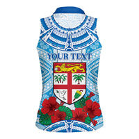 Personalised Fiji Ratu Sir Lala Sukuna Day Women Sleeveless Polo Shirt Hibiscus Tapa Pattern LT05 - Polynesian Pride