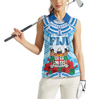 Personalised Fiji Ratu Sir Lala Sukuna Day Women Sleeveless Polo Shirt Hibiscus Tapa Pattern LT05 - Polynesian Pride