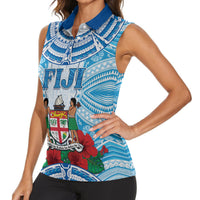 Personalised Fiji Ratu Sir Lala Sukuna Day Women Sleeveless Polo Shirt Hibiscus Tapa Pattern LT05 - Polynesian Pride