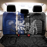 New Zealand And Scotland Rugby Back Car Seat Cover Maori Tiki With Thistle Together LT05 - Polynesian Pride