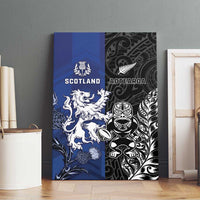 New Zealand And Scotland Rugby Canvas Wall Art Maori Tiki With Thistle Together LT05 - Polynesian Pride