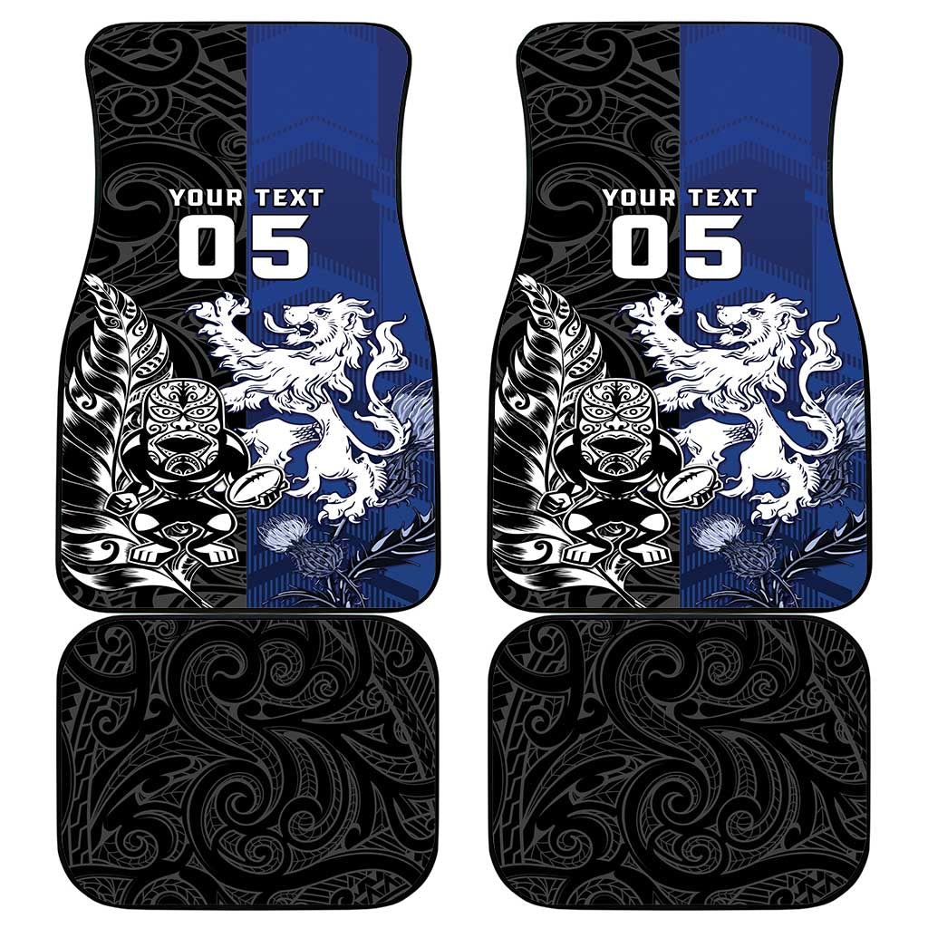 New Zealand And Scotland Rugby Car Mats Maori Tiki With Thistle Together LT05 - Polynesian Pride