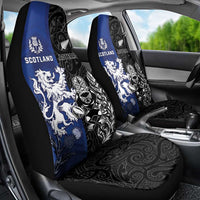New Zealand And Scotland Rugby Car Seat Cover Maori Tiki With Thistle Together LT05 - Polynesian Pride