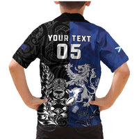 New Zealand And Scotland Rugby Custom Family Matching Mermaid Dress and Hawaiian Shirt Maori Tiki With Thistle Together LT05 - Polynesian Pride
