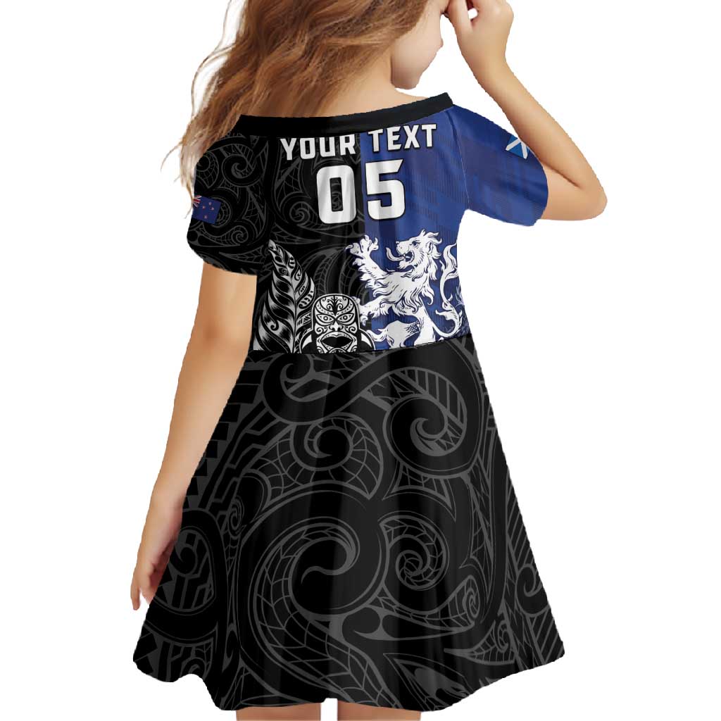 New Zealand And Scotland Rugby Custom Family Matching Mermaid Dress and Hawaiian Shirt Maori Tiki With Thistle Together LT05 - Polynesian Pride