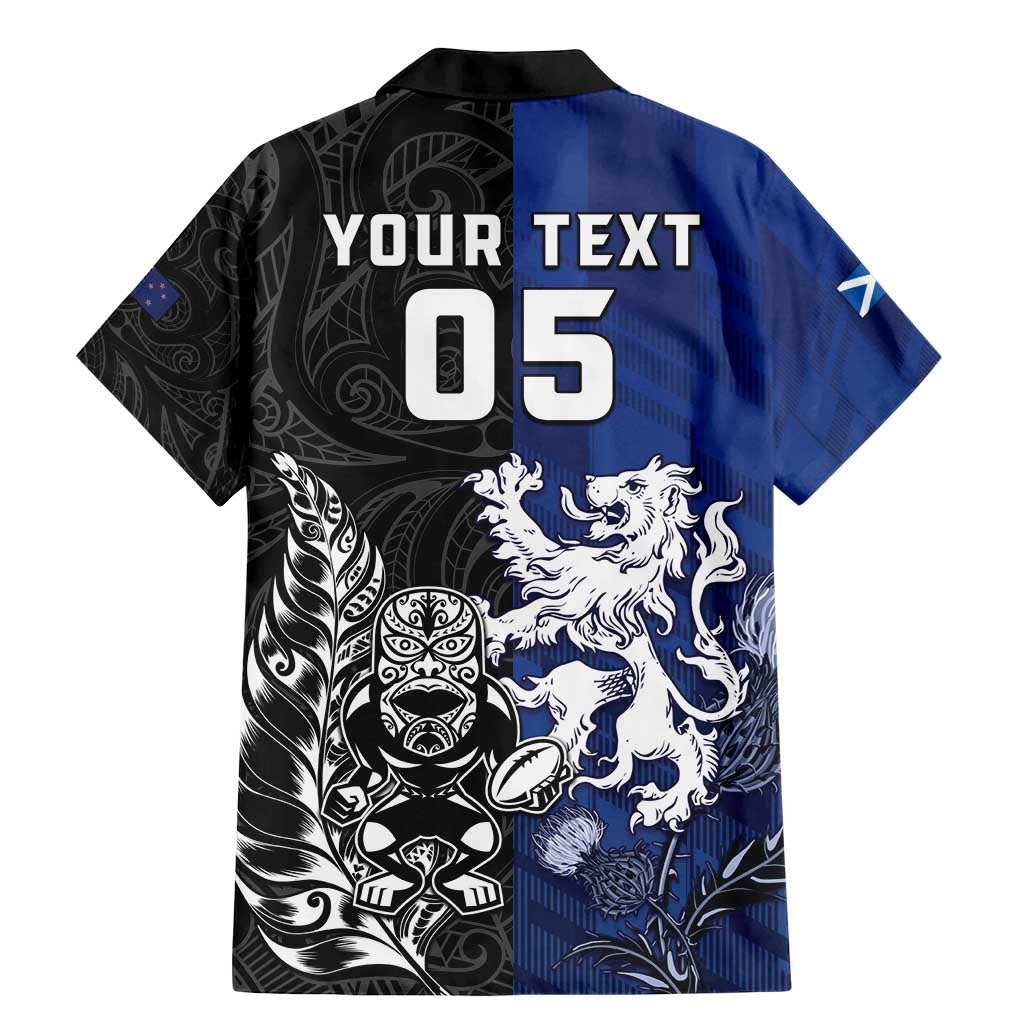 New Zealand And Scotland Rugby Custom Family Matching Mermaid Dress and Hawaiian Shirt Maori Tiki With Thistle Together LT05 - Polynesian Pride